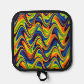 Wavy Multicolor Abstrakt Oven Mitt und Pot Holder Topflappen (Vorderseite)