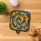 Wavy Multicolor Abstrakt Oven Mitt und Pot Holder Topflappen (Oben Unten)