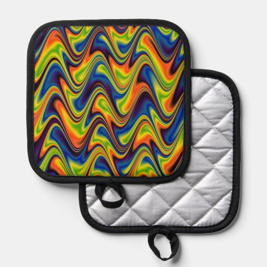 Wavy Multicolor Abstrakt Oven Mitt und Pot Holder Topflappen (Vorderseite/Rückseite)