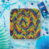 Wavy Multicolor Abstrakt Pappteller (Party)