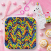 Wavy Multicolor Abstrakt Pappteller (Party)