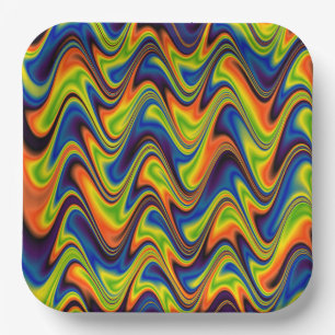 Wavy Multicolor Abstrakt Pappteller
