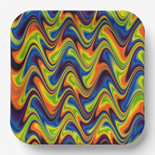 Wavy Multicolor Abstrakt Pappteller (Vorderseite)