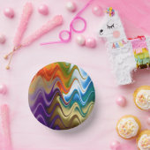 Wavy Multicolor Abstrakt Pappteller (Party)