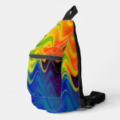 Wavy Multicolor Abstrakt Print Cut Nähtasche Crossbody Bag (Rechte Ecke)