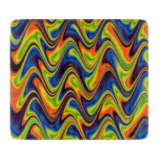 Wavy Multicolor Abstrakt Schneidebrett (Vorderseite)