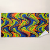 Wavy Multicolor Abstrakt Strandtuch (Vorderseite)