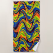 Wavy Multicolor Abstrakt Strandtuch (Vorderseite)