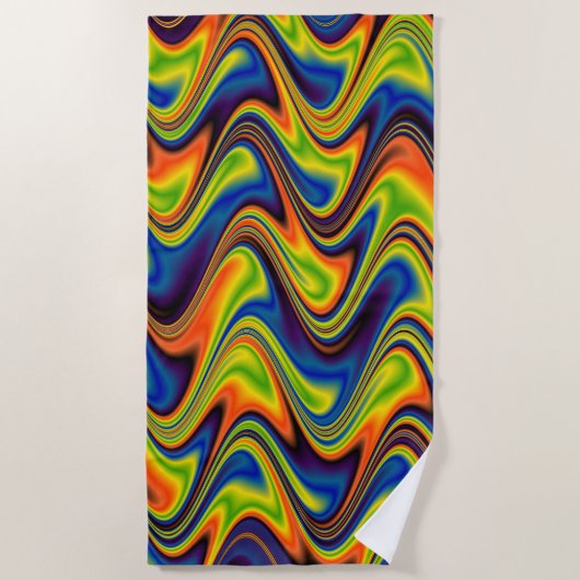 Wavy Multicolor Abstrakt Strandtuch (Vorderseite)
