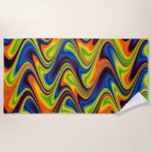 Wavy Multicolor Abstrakt Strandtuch (Vorderseite)
