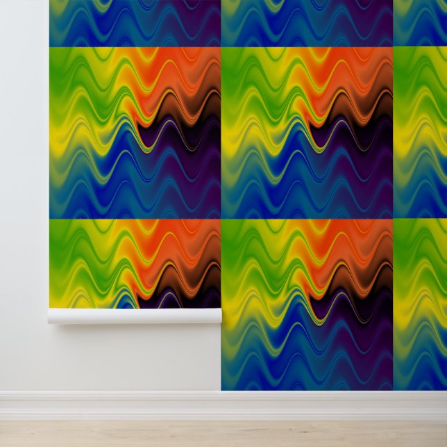 Wavy Multicolor Abstrakt Tapete (Anwendung)