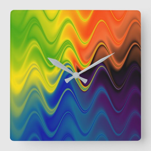 Wavy Multicolor Abstrakt Wall Clock Quadratische Wanduhr (Vorderseite)