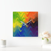 Wavy Multicolor Abstrakt Wall Clock Quadratische Wanduhr (Zuhause)