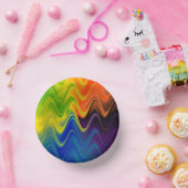 Wavy Multicolor Abstrakte Papierplatte Pappteller (Party)
