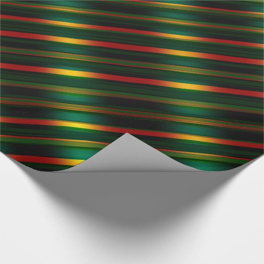 Wavy Muster Gold, Rot & Grün, Geschenkpapier (Ecke)