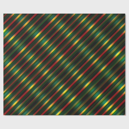 Wavy Muster Gold, Rot & Grün, Geschenkpapier (Flach)