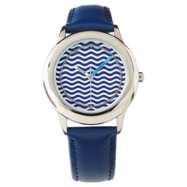 Wavy Navy Strips Armbanduhr (Vorderseite)