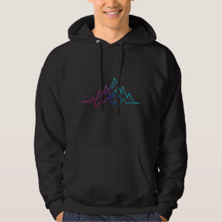 Wavy Neon Mountain - Soft Glow Line Art Hoodie