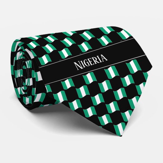 Wavy Nigeria Flag Pattern Krawatte (Gerollt)