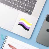 Wavy-Nonbinary-Flag-Aufkleber Aufkleber (Laptop mit iPhone)