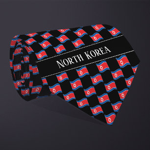 Wavy North Korea Flag Pattern Krawatte