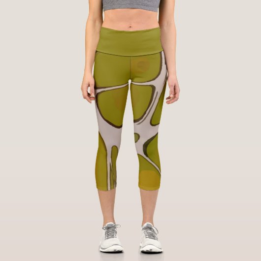 Wavy Olive Sinuous Cells Capri Leggings (Vorderseite)