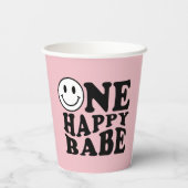 Wavy One Happy Babe Preppy Smile Pink Pappbecher (Rückseite)