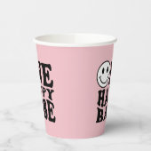 Wavy One Happy Babe Preppy Smile Pink Pappbecher (Links)