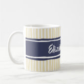 Wavy Painterly Stripes Navy und Creme mit Namen Kaffeetasse (Links)