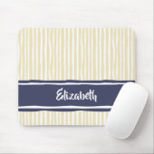 Wavy Painterly Stripes Navy und Creme mit Namen Mousepad (Mit Mouse)