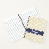 Wavy Painterly Stripes Navy und Creme mit Namen Notizblock (Innenseite)