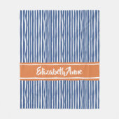 Wavy Painterly Stripes Orange und Blau mit Namen Fleecedecke (Vorderseite)