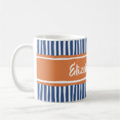 Wavy Painterly Stripes Orange und Blau mit Namen Kaffeetasse (Links)