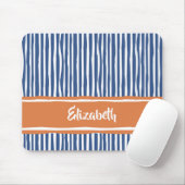 Wavy Painterly Stripes Orange und Blau mit Namen Mousepad (Mit Mouse)
