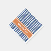 Wavy Painterly Stripes Ornage und Blue mit Namen Serviette (Ecke)