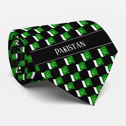Wavy Pakistan Flag Pattern Krawatte (Gerollt)