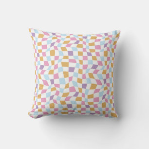 Wavy Pastel Schachbretts Kissen