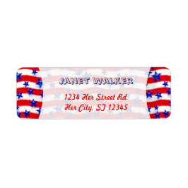 Wavy Patriotische blaue Sterne über rot-weiße Stre