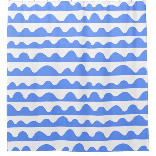Wavy Pattern 020815 - Baby Blue and White Duschvorhang (Vorderseite)