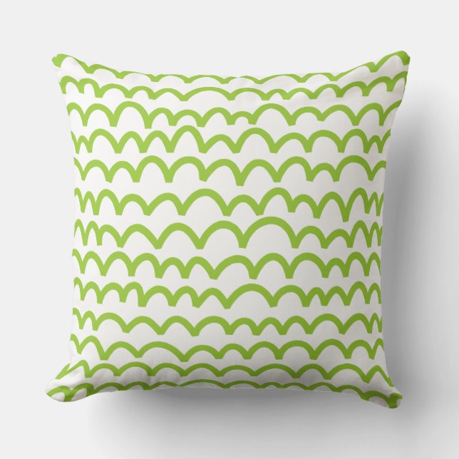 Wavy Pattern - Martian Green on White Kissen (Vorderseite)