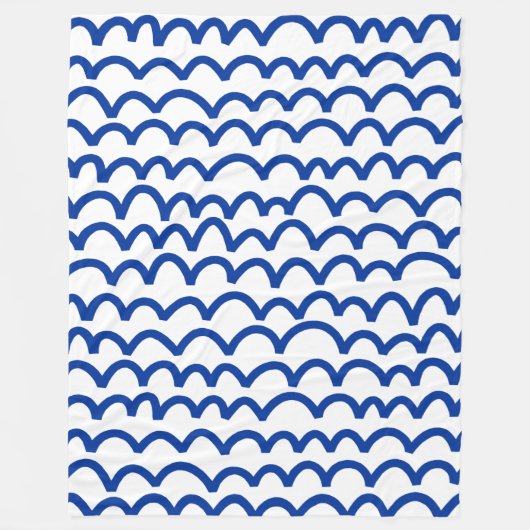 Wavy Pattern - Navy Blue on White Fleecedecke (Vorderseite)