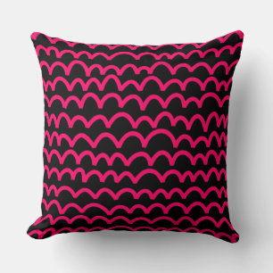 Wavy Pattern - Neon Red on Black Kissen