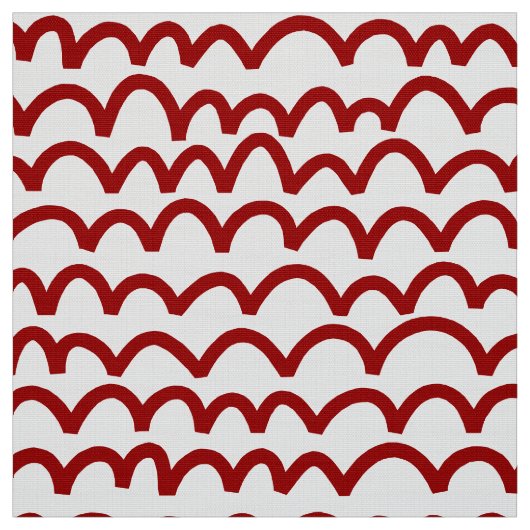 Wavy Pattern - Ruby Red on White Stoff (Muster)