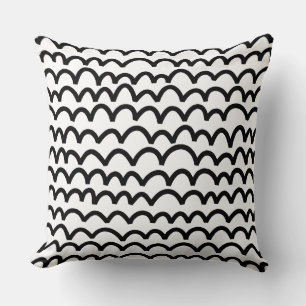 Wavy Pattern - Schwarz auf Weiß Kissen