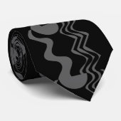 Wavy Pattern Schwarz und Grau Krawatte (Gerollt)