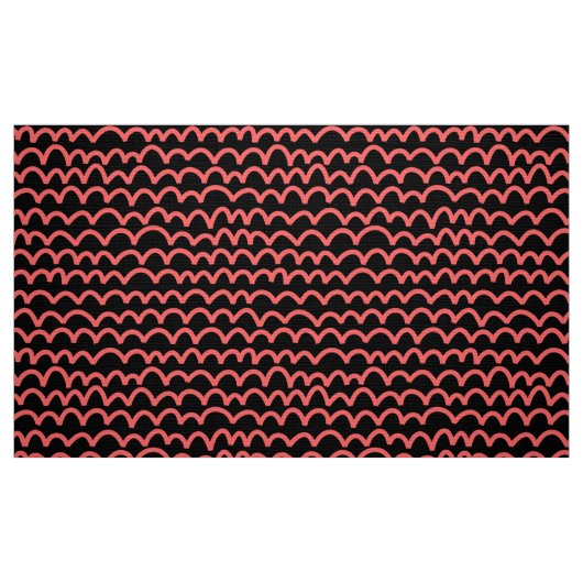 Wavy Pattern - Tropisches Rosa auf schwarz Stoff (Fat Quarter (45,7 x 55,9 cm))