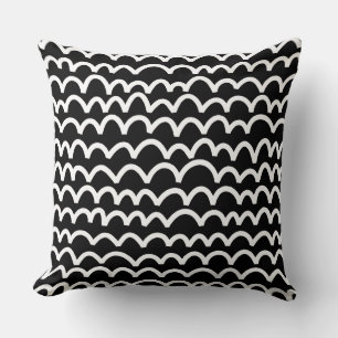Wavy Pattern - Weiß auf Schwarz Kissen