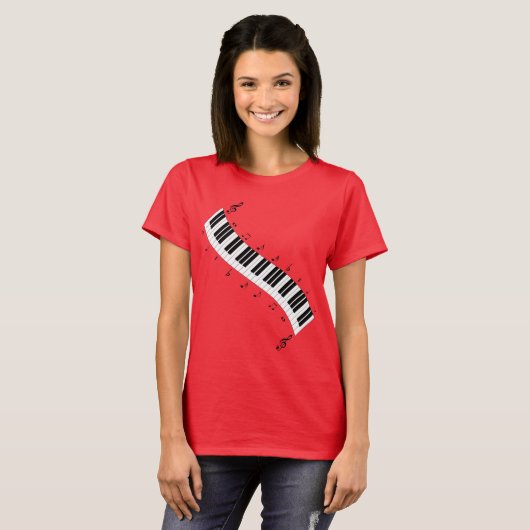 Wavy Piano Keyboard, beliebtes Design, T-Shirt (Vorne ganz)