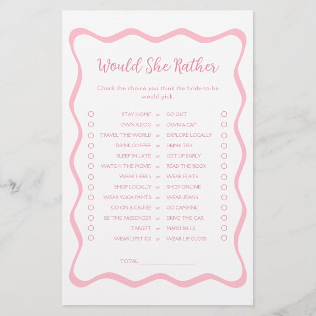 Wavy Pink Brautparty würde sie eher spielen (Vorderseite)