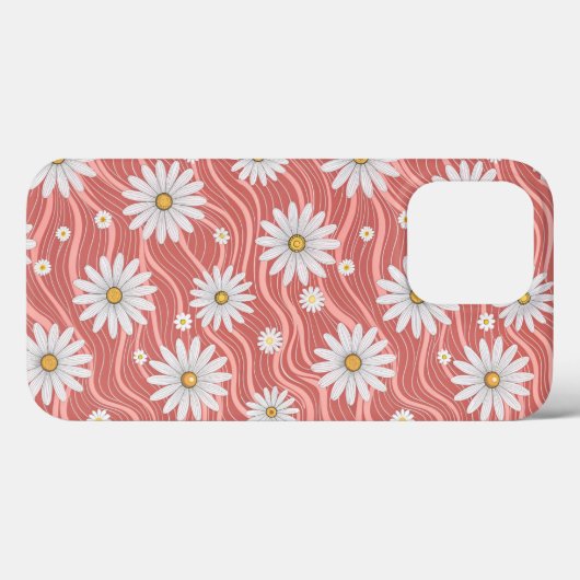Wavy Pink Daisies Case-Mate iPhone Hülle (Rückseite (Horizontal))